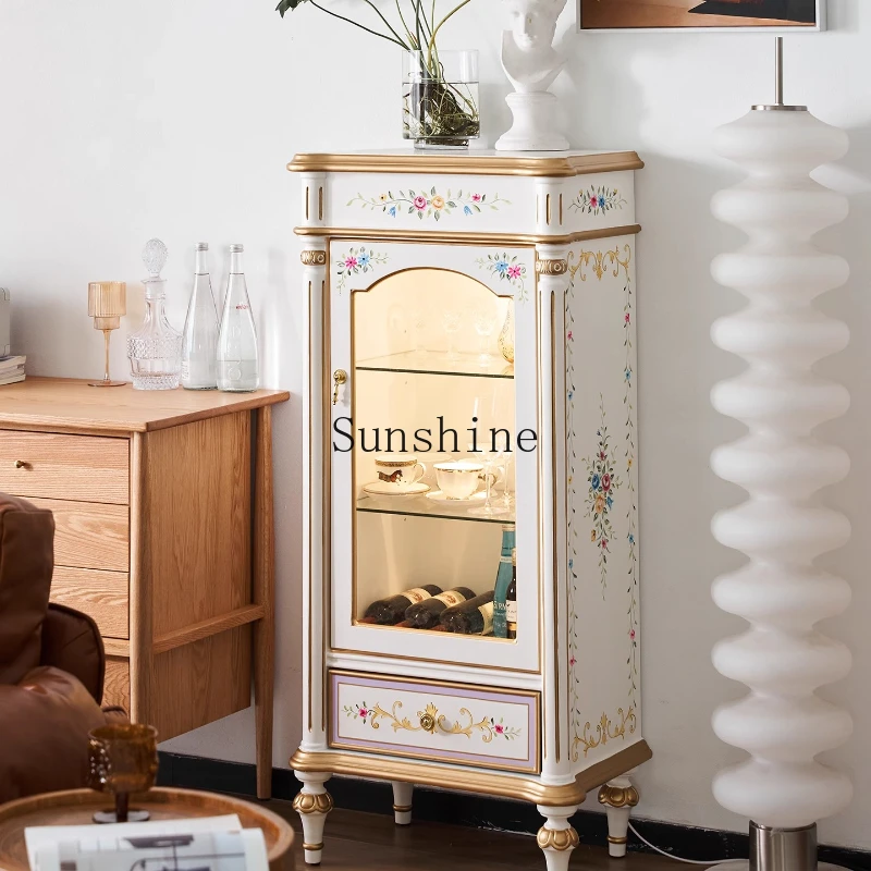 

French small display cabinet retro living room wall decoration locker simple and modern