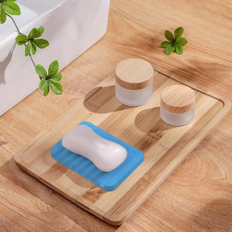 Anti-Slip Soap Dish Tray With Drain Chute Soap Draining Silicone Soap Tray Dishes Self To Keep Soap Bar Dry Bathroom Accessories