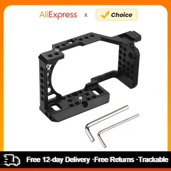 Aluminum Alloy Camera Cage Rig with Cold Shoe Mount 1/4 3/8 Threaded Holes for Sony A6000/A6100/A6300/A6400/A6500 Cameras