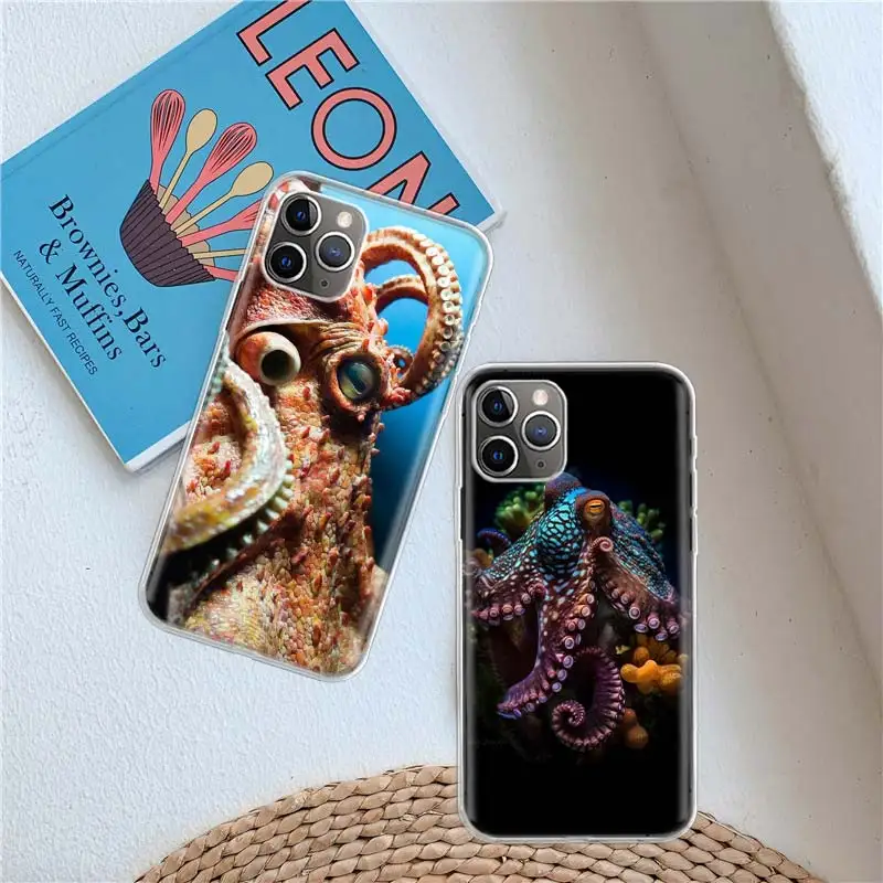 This is a Big Octopus Clear Case For Aplee iPhone 11 14 Pro 15 Plus 16 Pro Max 12 13 Mini XR X XS Max Clear TPU Phone Cover