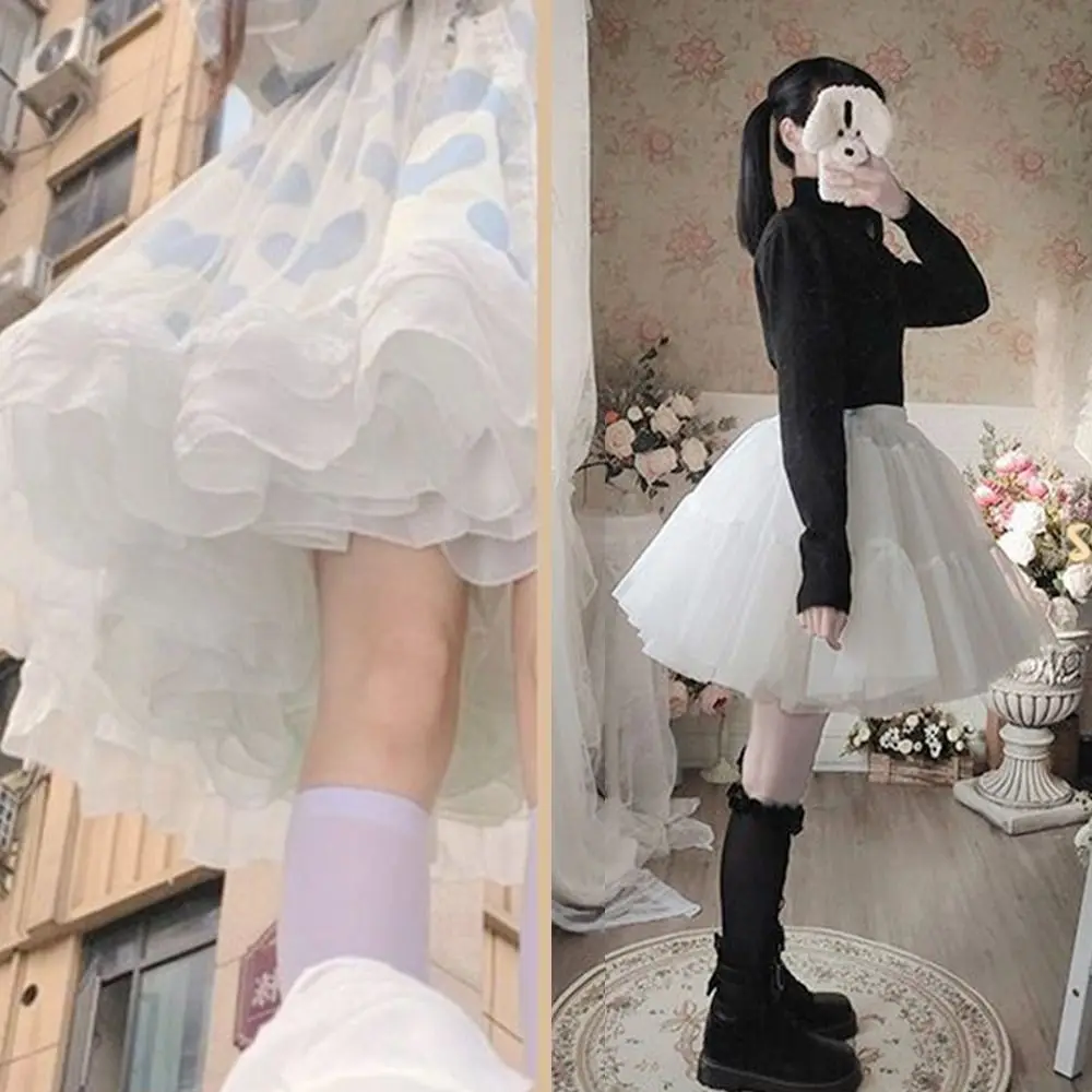 Fashion Without hoop Petticoat White JK Underskirt Crinoline Breathable Cosplay Flower Dress Accessories