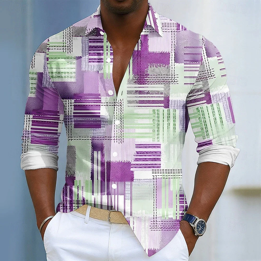 

New Watercolor Butterfly Flower Splash Ink Composite Printed Long Sleeve Shirt Smooth Satin Collar Men's Top