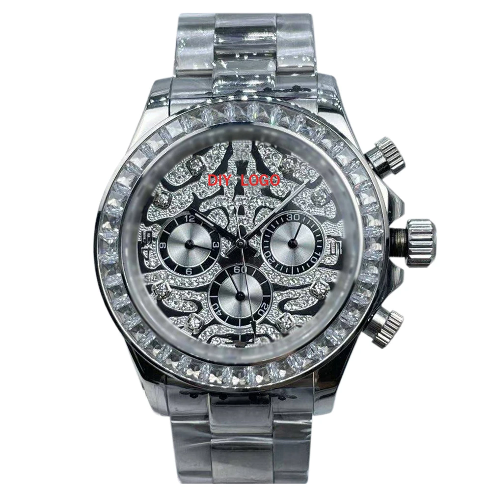 40mm Chic Men's Watch – Elegant Stainless Steel Chronograph with Auto Date, Ideal as Birthday Gifts for Him