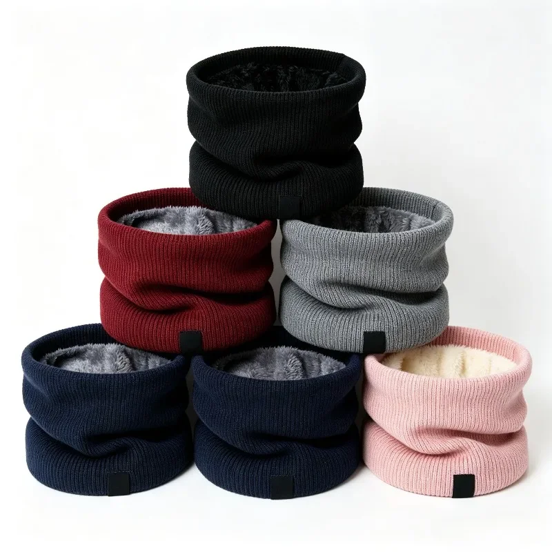 Casual Neck Cover Winter Fleece Lined Neck Warmer Men Women Unisex Thick Knitted Thermal Scarf Outdoor Cycling Warm Neck Gaiter