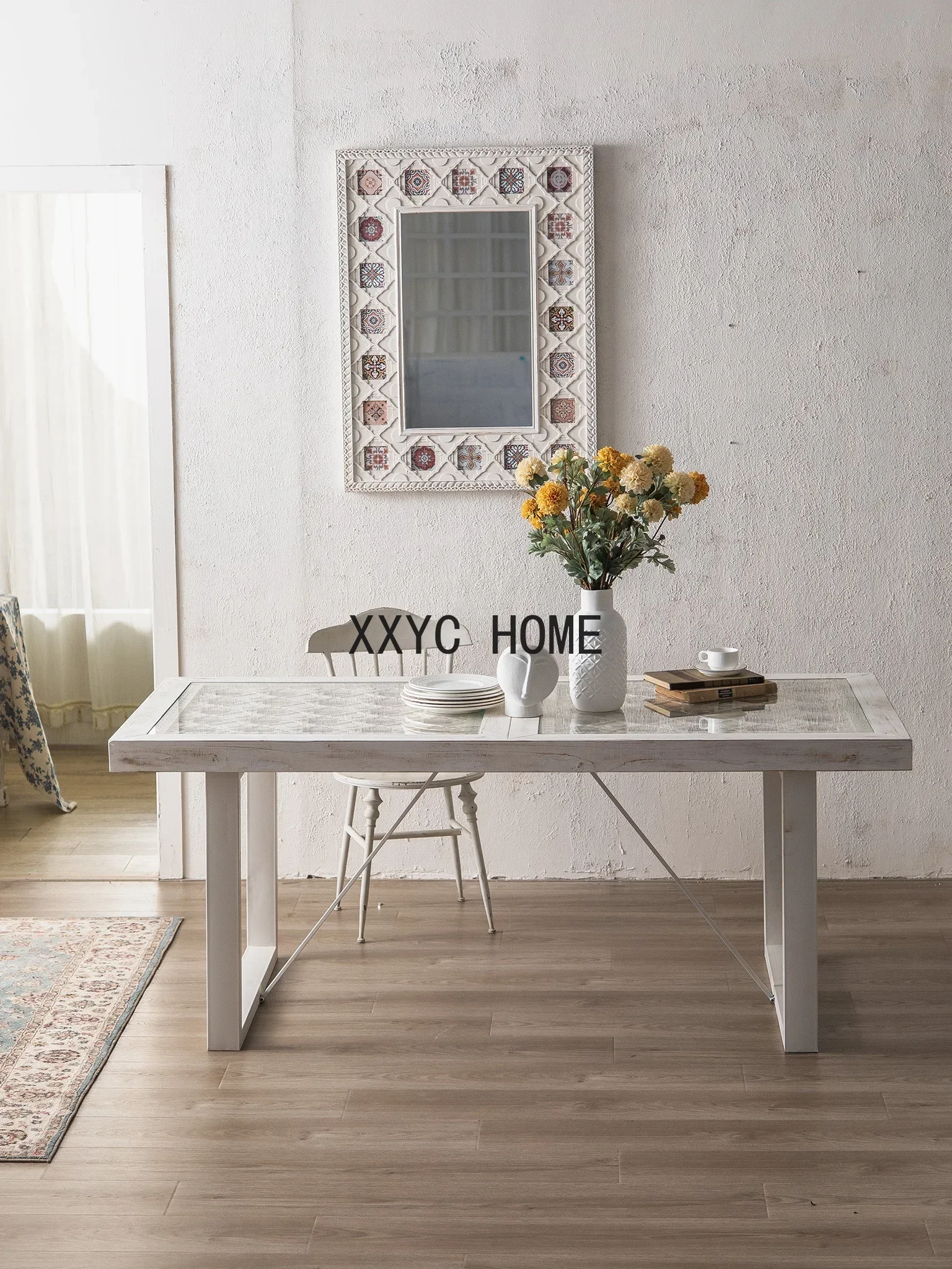 Mesa larga Rectangular para sala de estar, mueble B & B de cristal, mesa de té