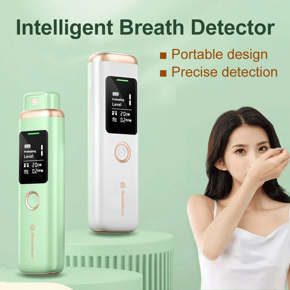 Intelligent Breath Detector – Portable Halitosis Tester, 5-Second Exhale Test, Social Distance Guide for Family Use