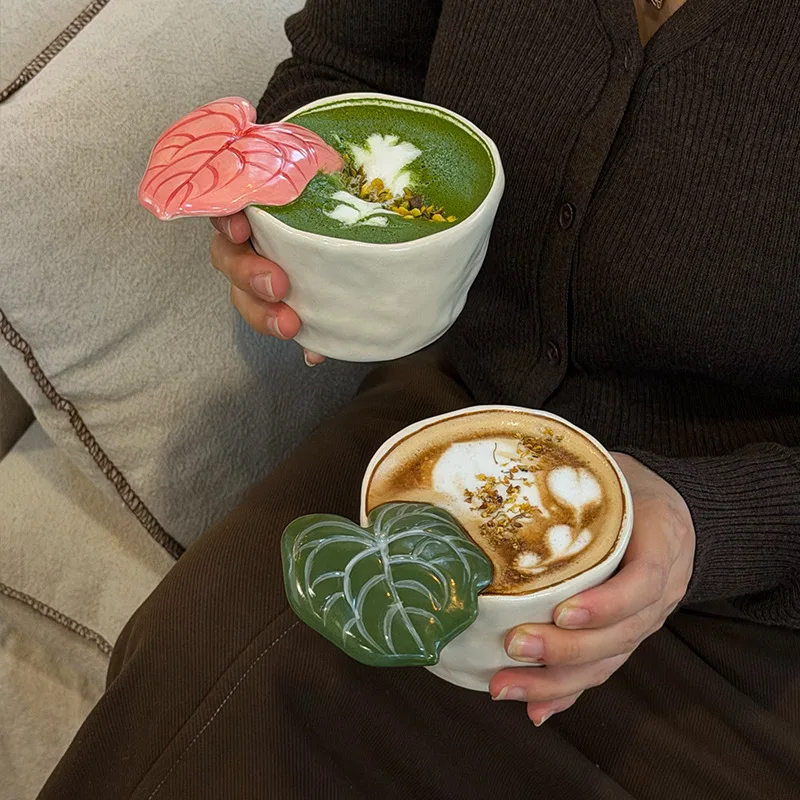 

Handmade Ceramic Coffee Cup, Creative Irregular Colored Leaf Latte, Breakfast Cup, Office Afternoon Tea Mug Mugs Coffee Cups