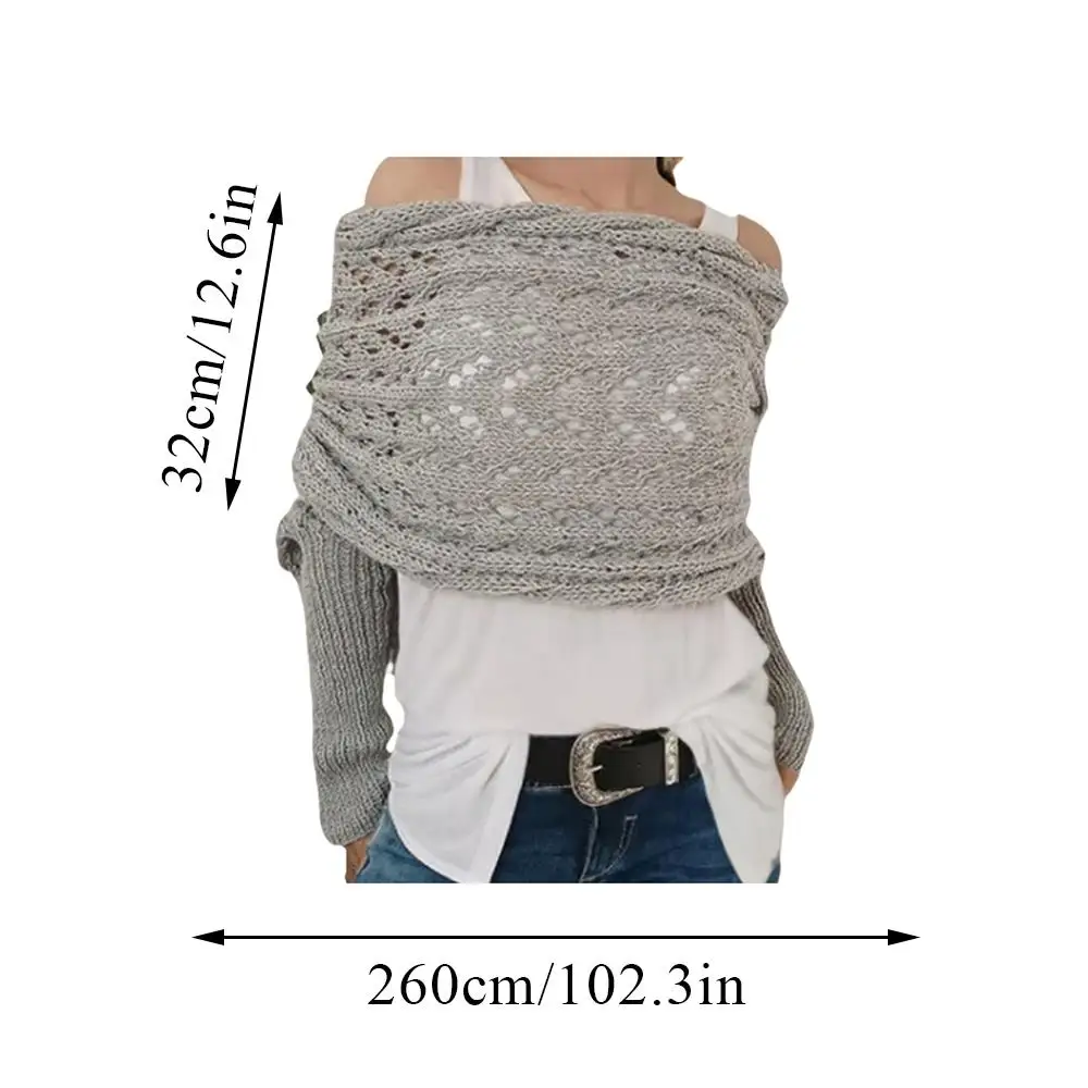 2025 New In Twist Crochet Shawl Fashion Model Scarf Knitted Long Scarves Multifunctional Scarf With Sleeves DIY Bohemian Tops