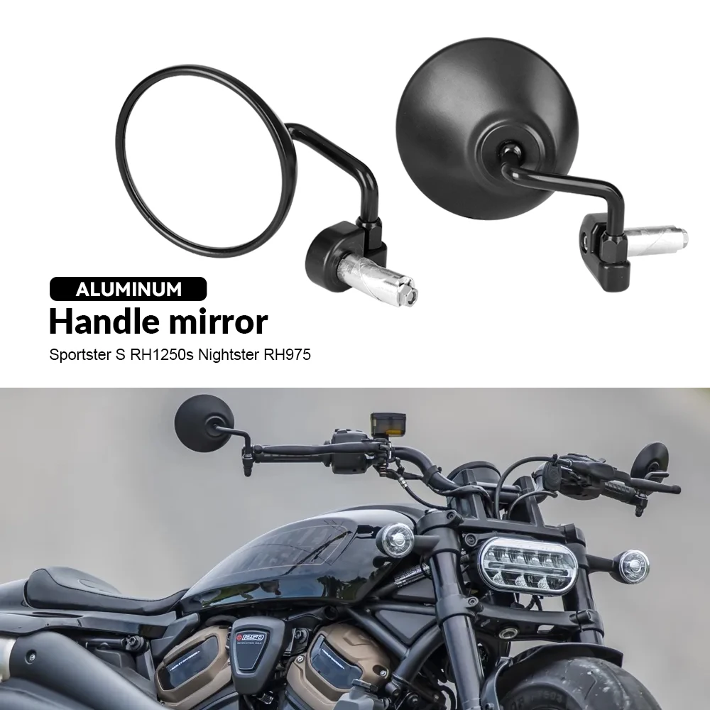 For Harley Sportster S RH1250s Nightster RH975 Motorcycle Bar End Handlebar Mirrors Circular Mirror Moto Accessories