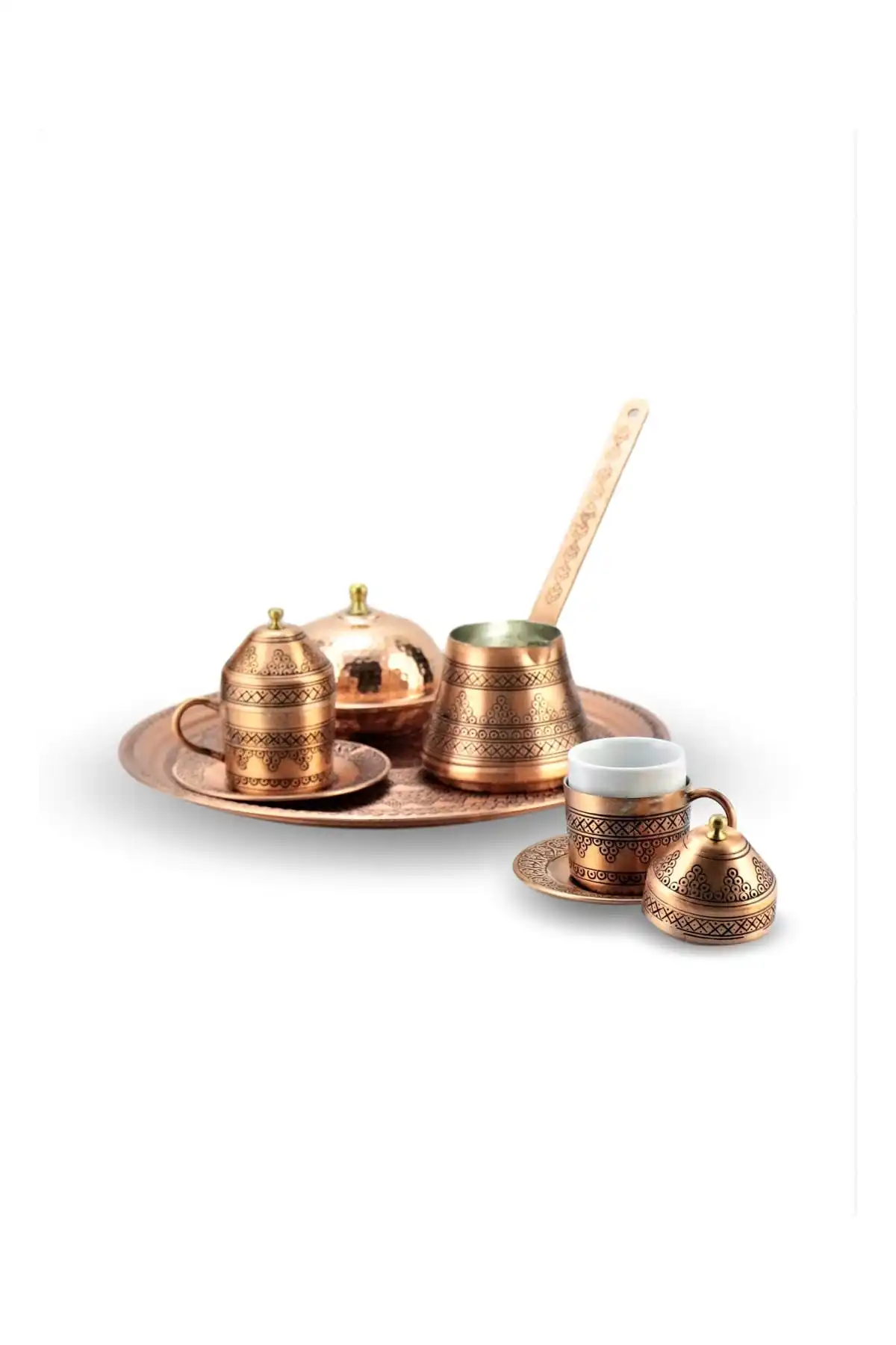 DOLBOVI 2 person Eskitme grape processing copper coffee set handmade espresso cup