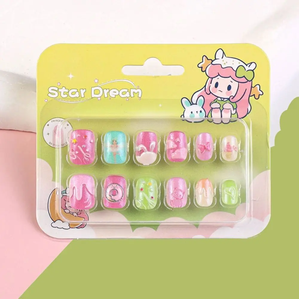 Patchs d'ongles courts pour enfants, faux ongles carrés mignons, couverture complète de dessin animé, à pression, pour bricolage