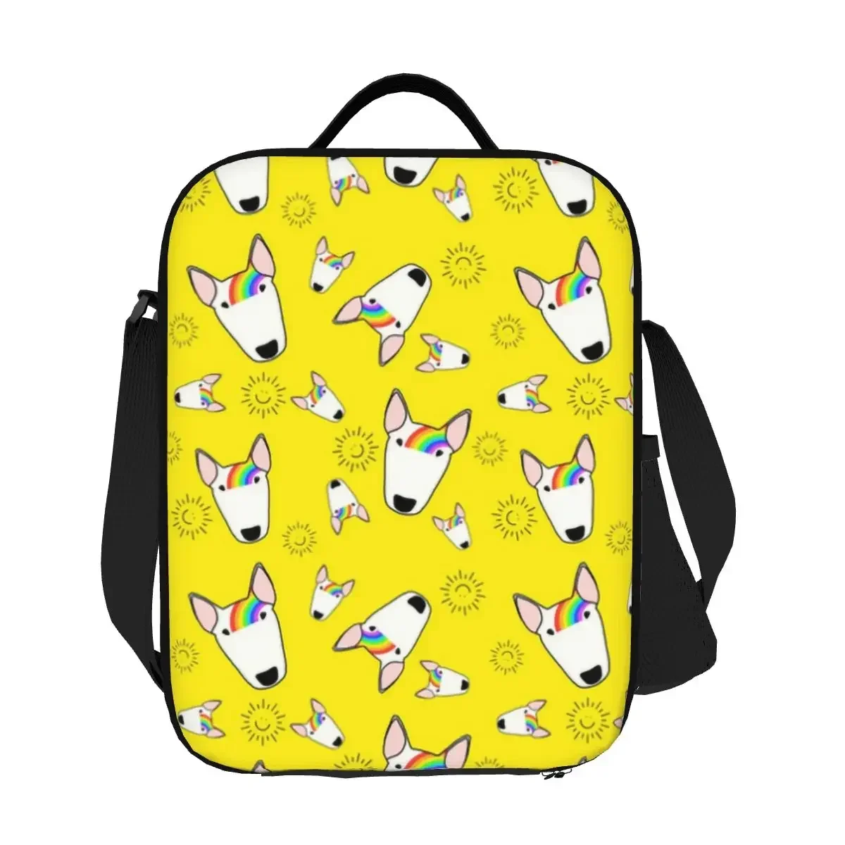 Bolsa de mano con aislamiento para el almuerzo, bolsa térmica reutilizable con diseño de arcoíris, bulllies, Bull Terrier, Bento Box, para el trabajo, la escuela y los viajes