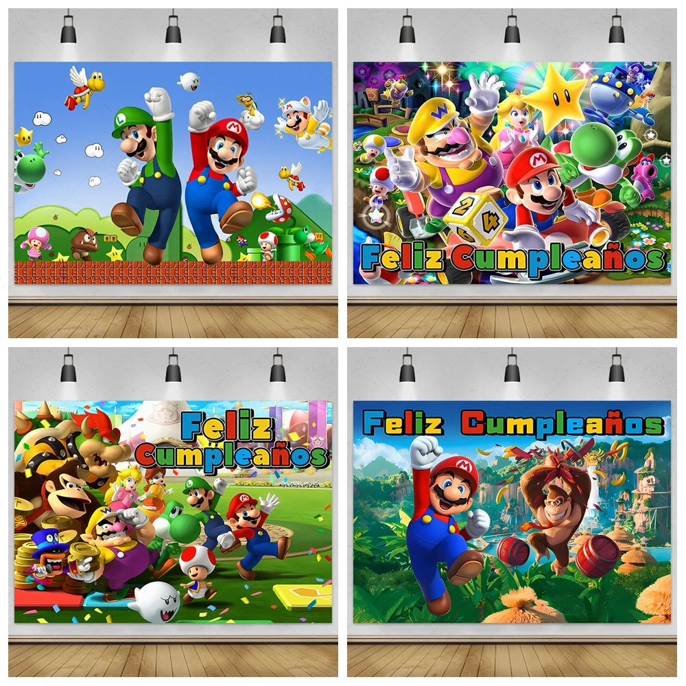 

The Movie Super M&marioed Background Birthday Party Decoration Backdrops Kids Boys Game Photo Feliz cumpleaños Banner Gift Props