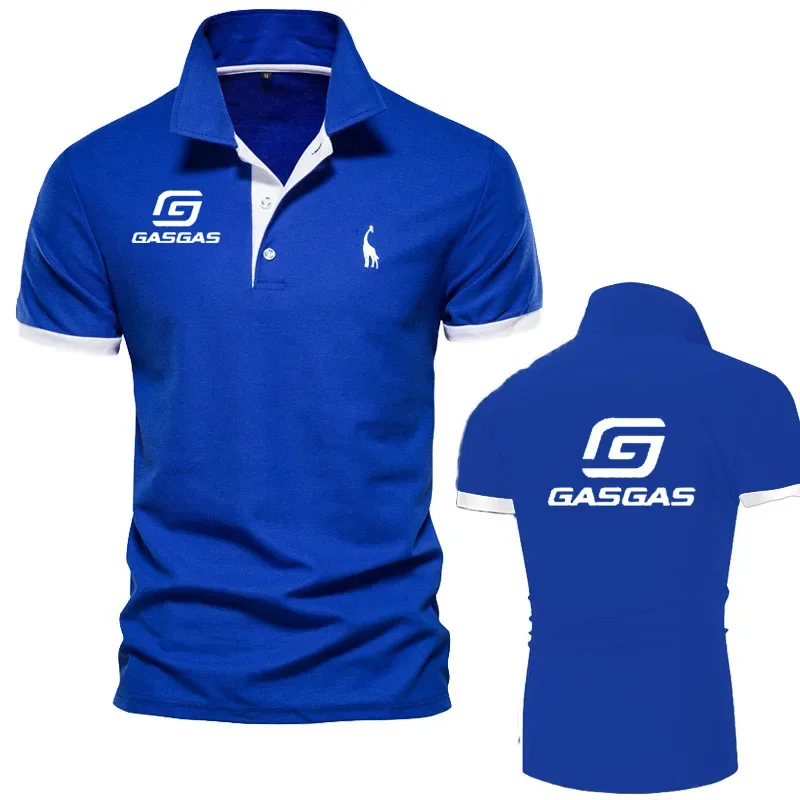 GASGAS Motocross Enduro Motorcycle Bike Team Downhill Offroad Polo Shirt Classic Tops Solid Color Slim Fit Mens Polo shirt