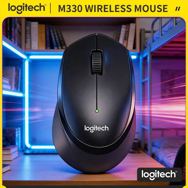 Logitech M330 Silent Cordless Mouse 2.4GHz USB Receiver High Precision Tracking Ergonomic Grip for PC Mac Windows Laptop