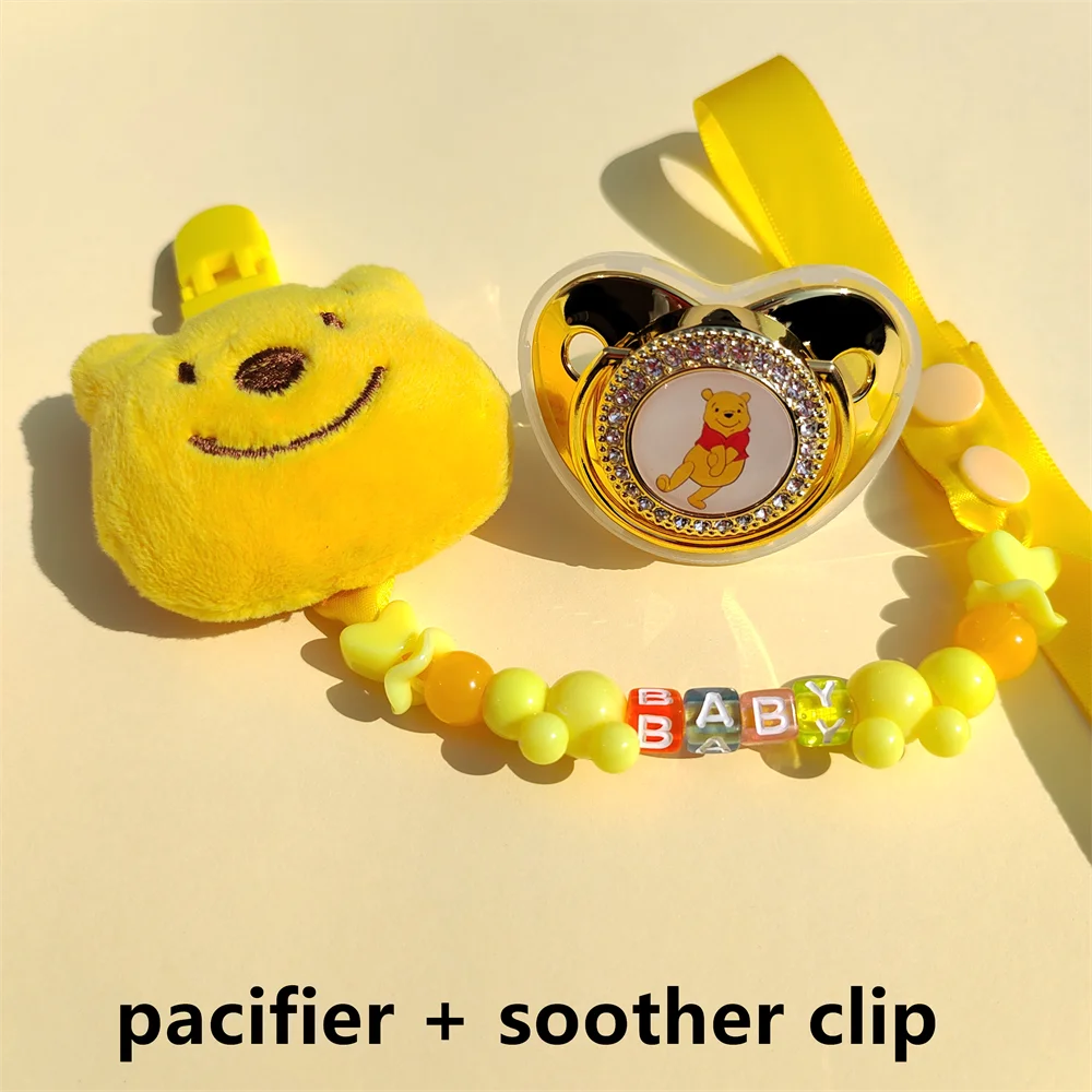 Winnie Pooh Cute Plush Doll Toy For Babies Holder for Pacifier BPA Free Silicone Teeteer Beads Nipples for Babes Babyshower Gift