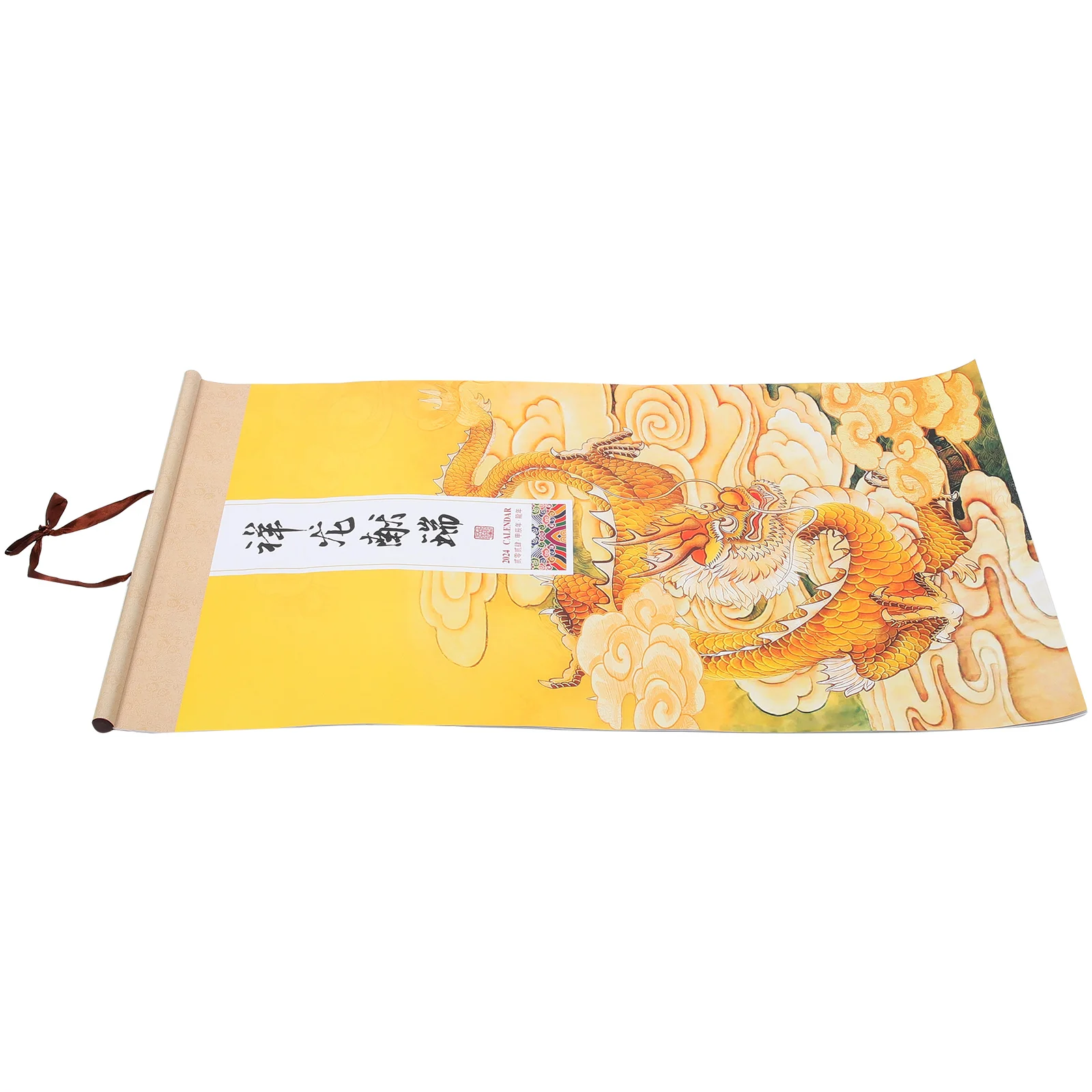 

Rice Paper Calendar Wall Chinese Decorations 2024 Hanging Traditional Planner Scroll Office Room