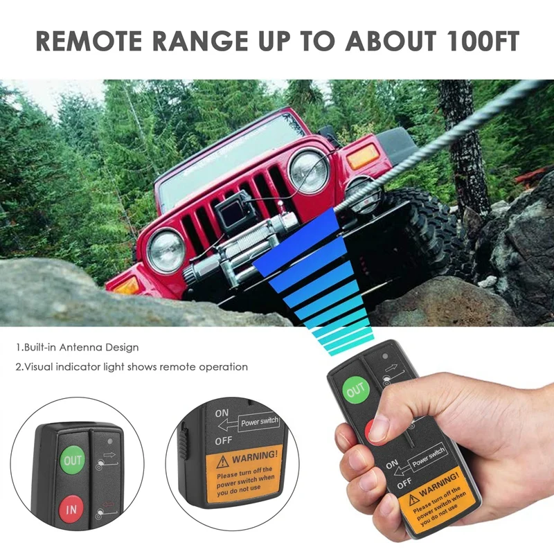 3 Set 12V Universal Car Digital Wireless Winch Crane Remote Control Controller Recovery Kit W/ Twin Handset Remote Rang