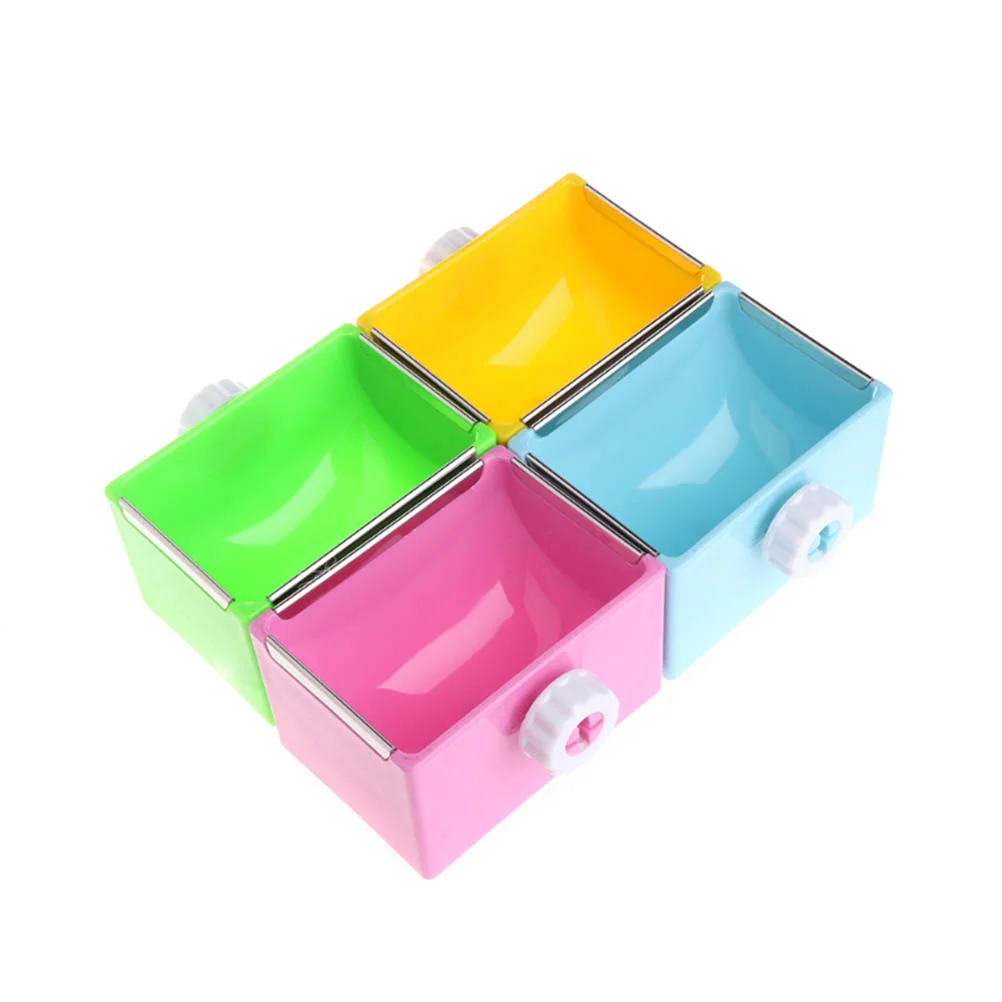 

Stainless Steel Water Food Feeder Feeding Rabbit Hanging Cage Square Bowls Removable Pet Bowl with Bolt Holder for Cage Pet