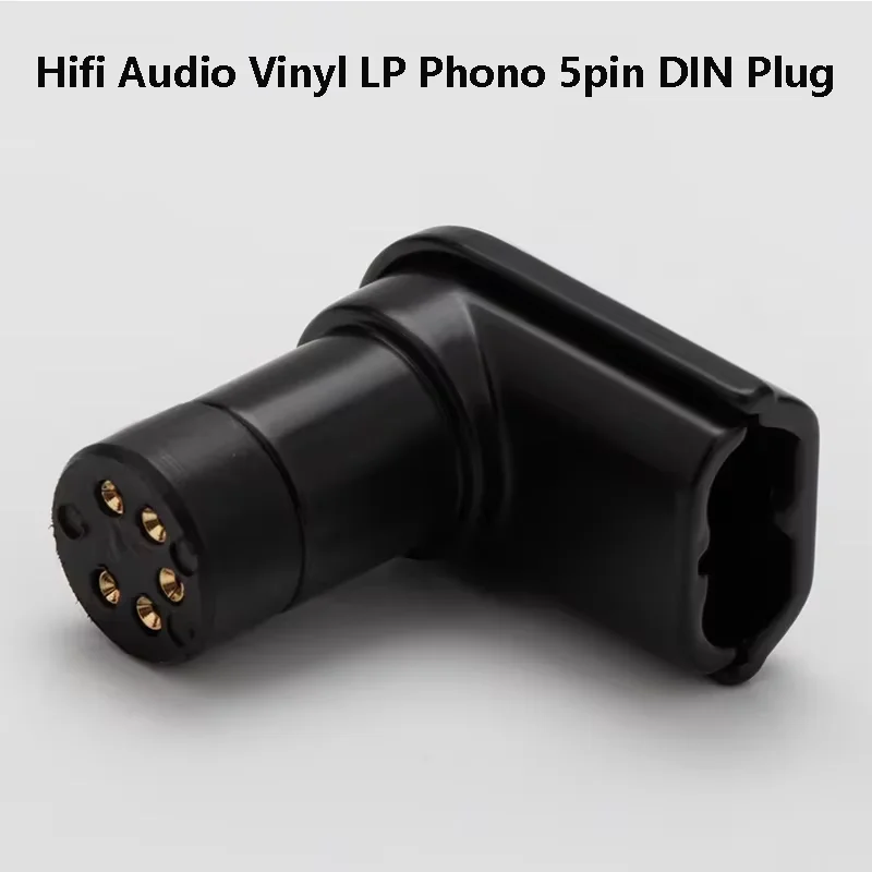 

Premium 5-Pin DIN Female Plug (90° Right-Angle) for Hifi Turntable Phono SME Tonearm - Gold-Plated Connectors
