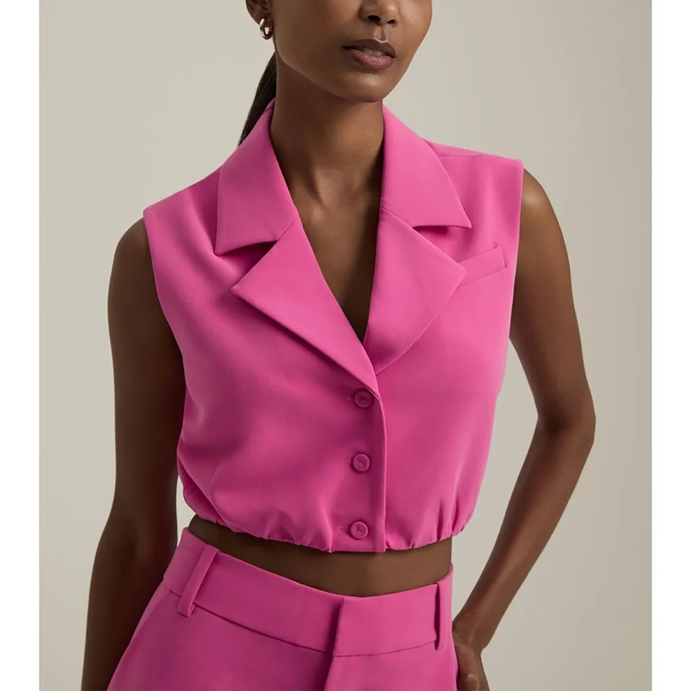 

Casual Single Breasted Women Set New Female Two Pieces (Vest+Trousers) Formal Evening Party Suits Summer Daily Office Lady Set