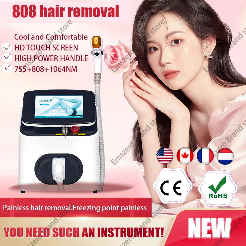 

Epilator 808 Diode Laser Hair Removal Triple Wavelength 755nm 808nm 1064nm Diode Laser Hair Removal Machine for beauty salon