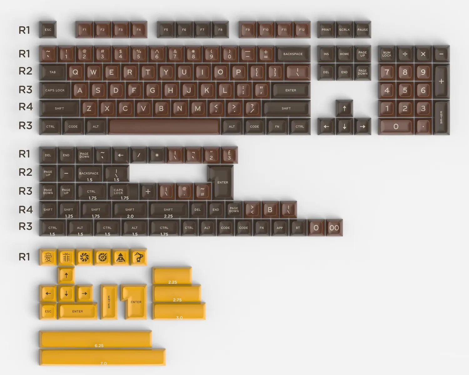 172 Keys/set Aifei Clone GMK Chocolatier Keycaps ABS Double Shot Key Caps SA Profile Keycap For MX Switch Keyboard 64 75 87 980