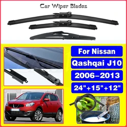 Set Front Rear Wiper Blades For Nissan Qashqai J10 2006-2013 2007 2008 2009 Windshield Windscreen Front Rear Window 24