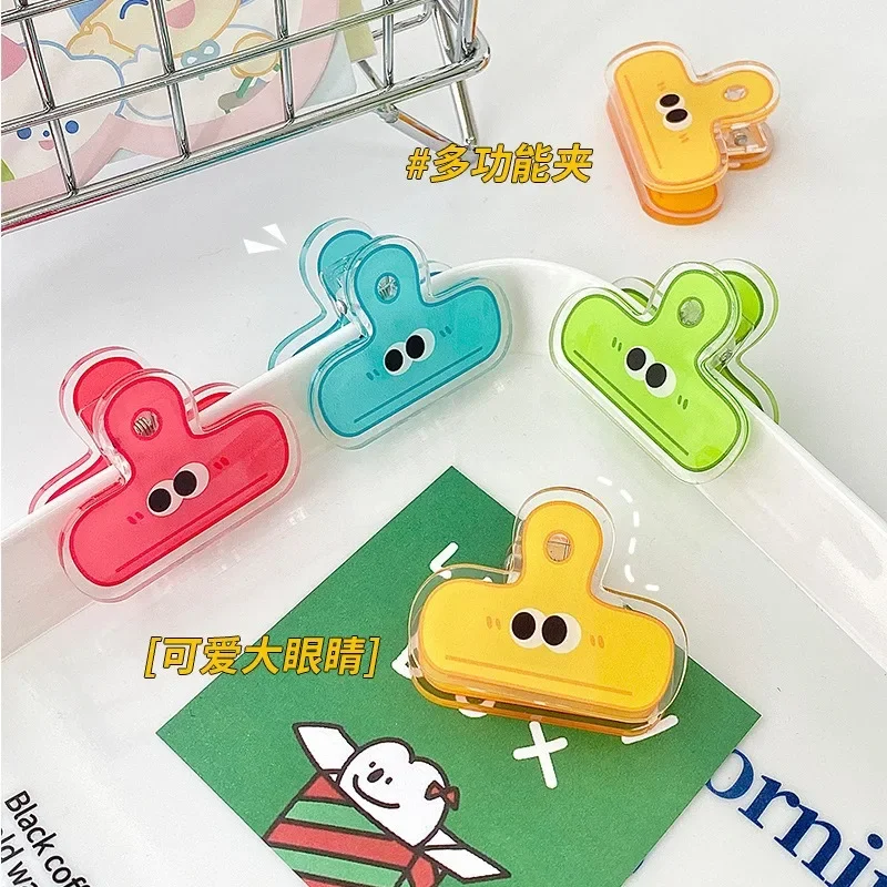 1PC Cute Funny Cartoon Expression Eyes Color Acrylic Clip Kawaii Students Study Materials Sort Binder Clip Office Accessories