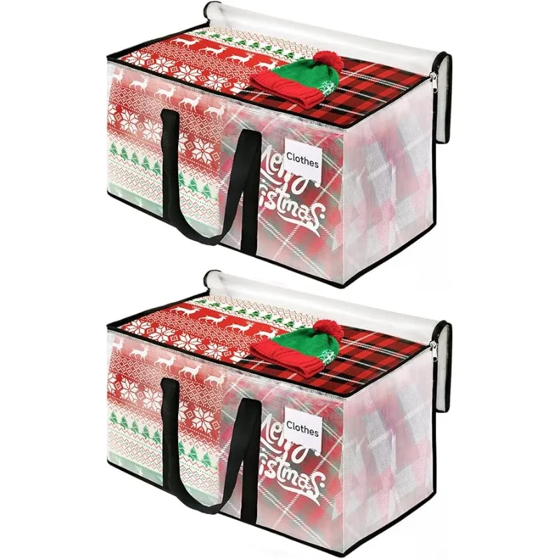 

2-Pack Heavy Duty Extra Large Clear Moving Bags, Reinforced Handles & Tag Pocket, 76L