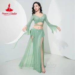 Belly Dance Costume 2023 Autumn/Winter New Long Sleeved Training Suit Immortal Lotus Leaf Long Skirt Women Belly Dance Outfit