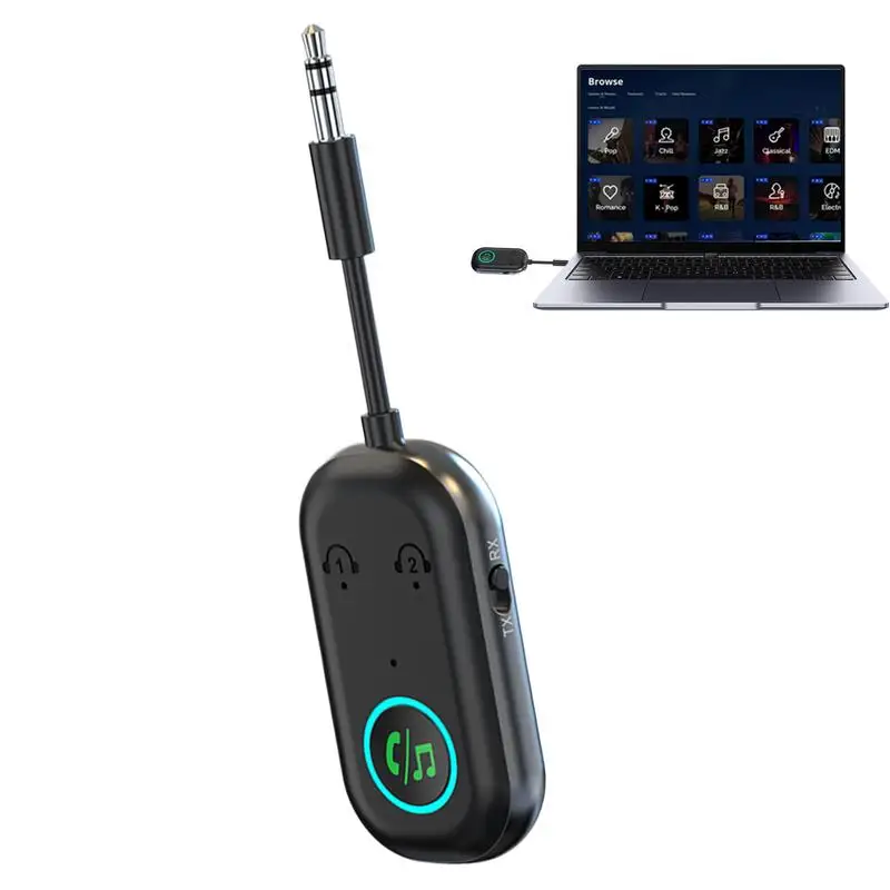 Wireless Car Transmitter 2-in-1 Wireless Audio Receiver For Home Stereo Game Consoles Supports 2 Devices Auto-reconnect Radio