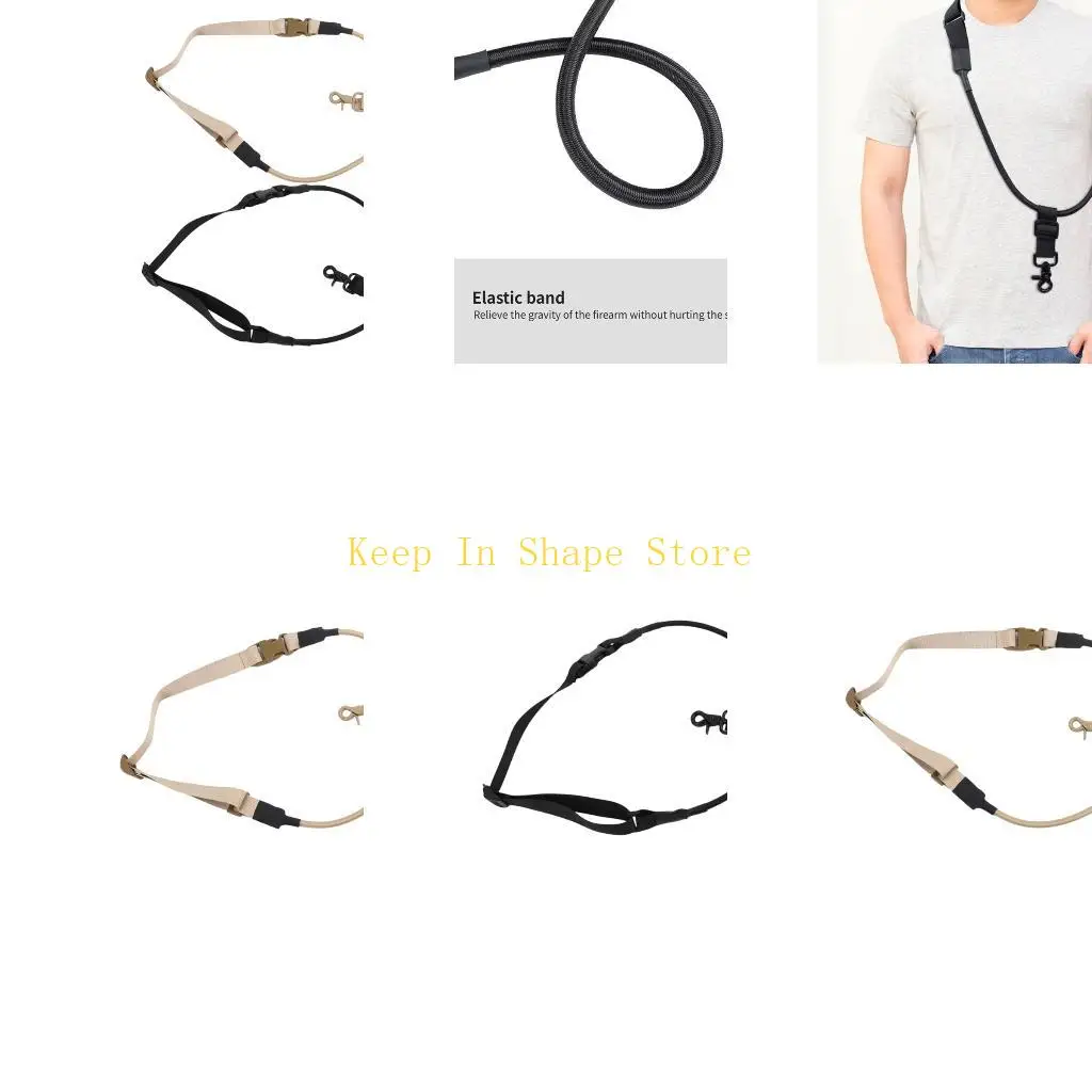 U1JC Position Change Carry Support for Shoulder Item Use with Shock Cord Section and Metal Hook Clip for Outdoor Tasks