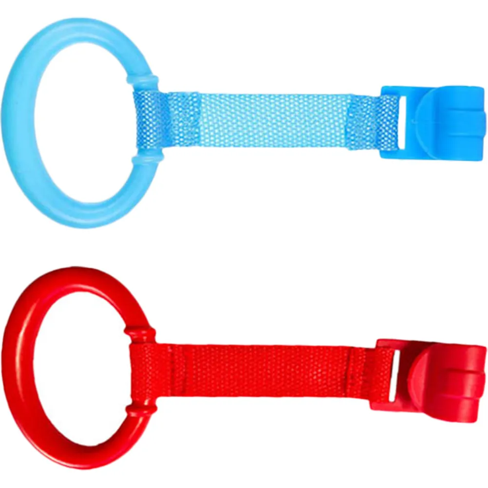 2Pcs Baby Crib Pull Rings Handles Infant Walking Assist Stand Up Grab Bars Toddler Nursery Cot Support Accessories