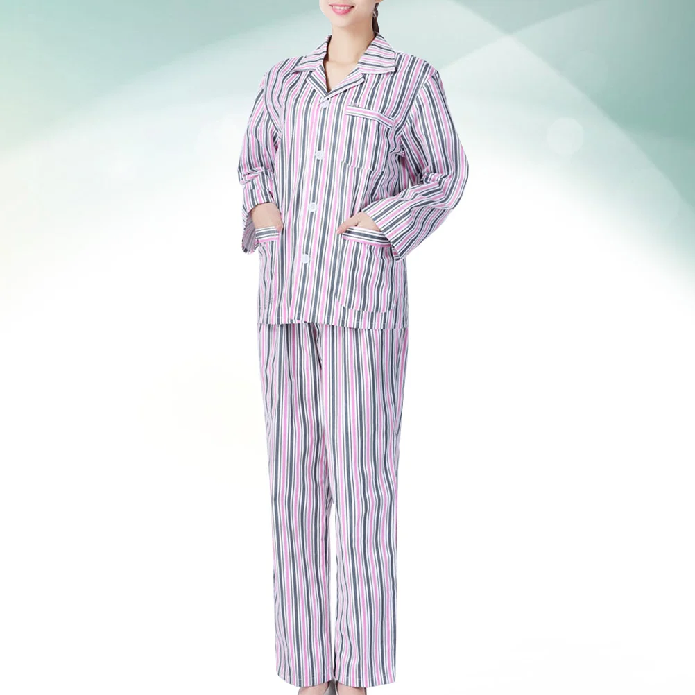 Long Sleeve Cotton Pajamas Hospital Clothes Patient Wear Stripe Pattern Sleepwear Comfortable Classic Collar Pajama Sets