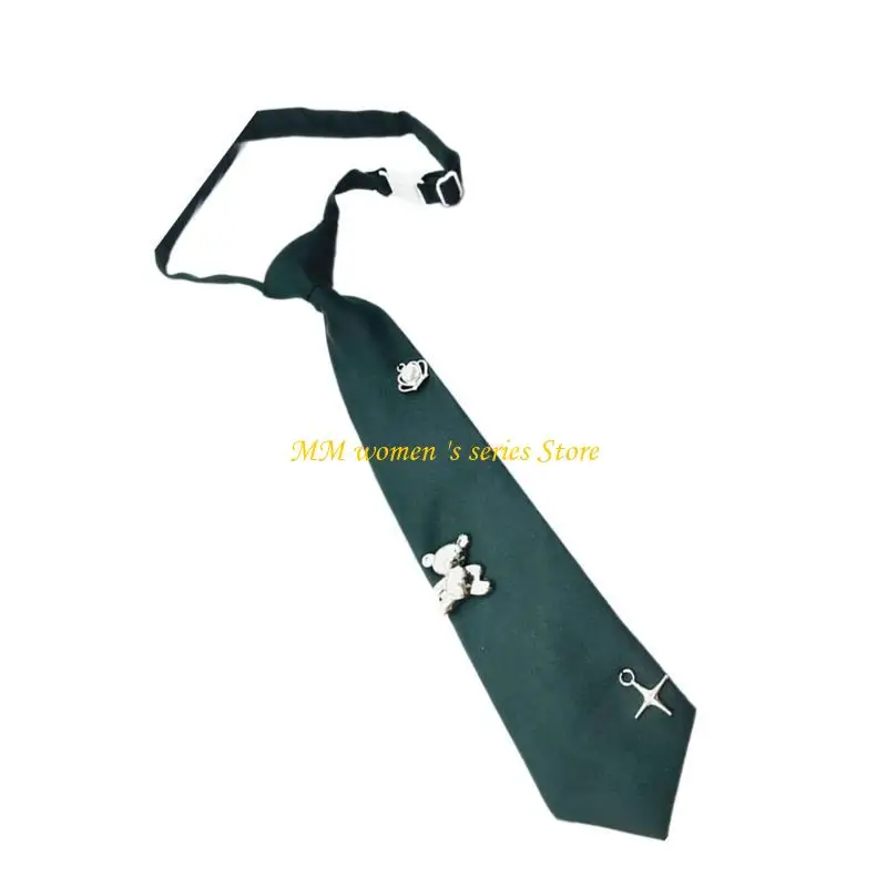 Q39C شباب الفنية TIE Bear Crown Print Necktie قابلة للتعديل أنماط الكلية Necktie للمدرسة والمكتب