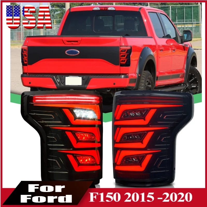 LED Taillight Tail Light For Ford F-150 F150 2015 2016 2017 2018 2019 2020 Sequential LED Rear Brake Stop Turn Signal Lamp