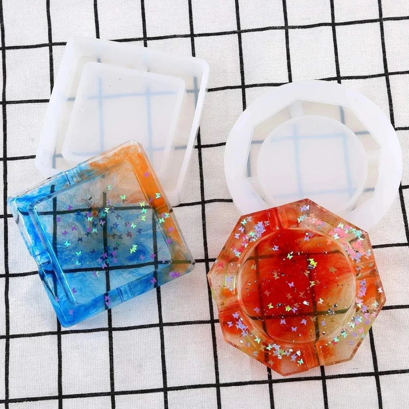 قالب من السيليكون منفضة سجائر الراتنج قالب القلب مربع DIY بها بنفسك الراتنج الأشعة فوق البنفسجية كريستال الايبوكسي الحرف كريستال منفضة سجائر ديكور المنزل #3