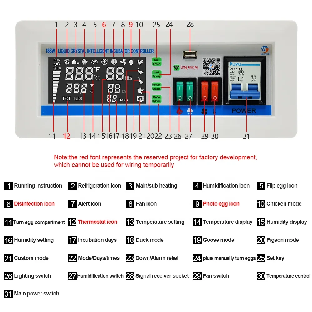 XM-18SW Egg incubadora controlador, ovo termostato, higrostato, controle do sistema, temperatura e umidade controlador