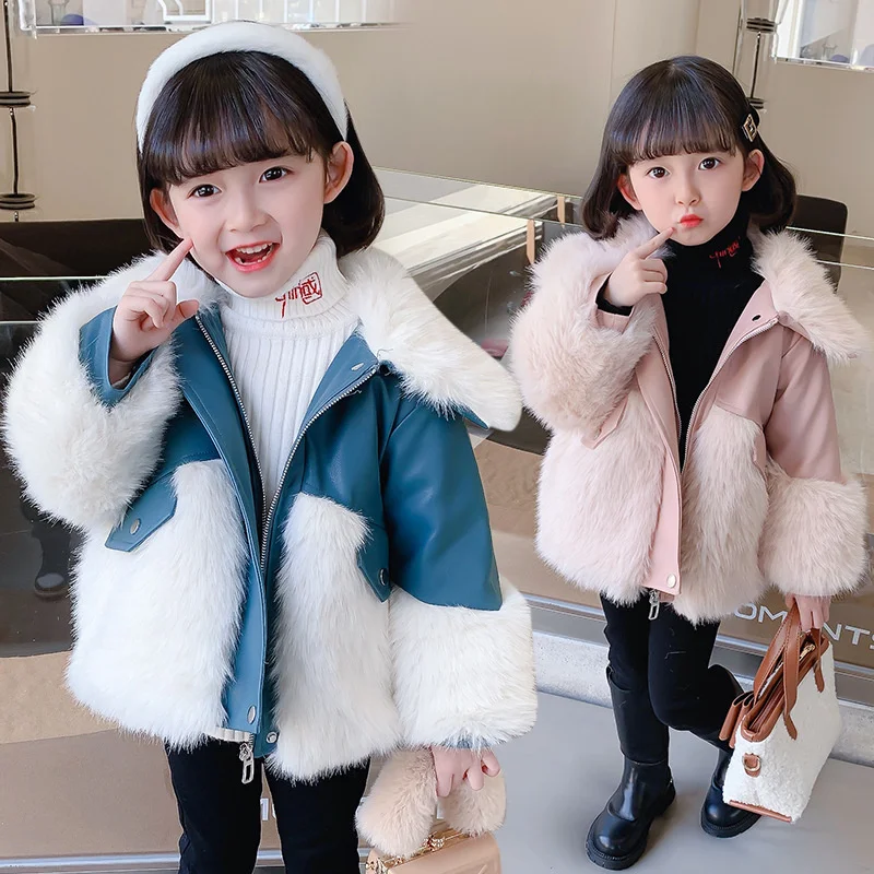 Girls Coat Jacket Cotton Windbreak Snowsuit 2023 Beauty Winter Autumn Faux Fur Outwear Children\'s Clothing