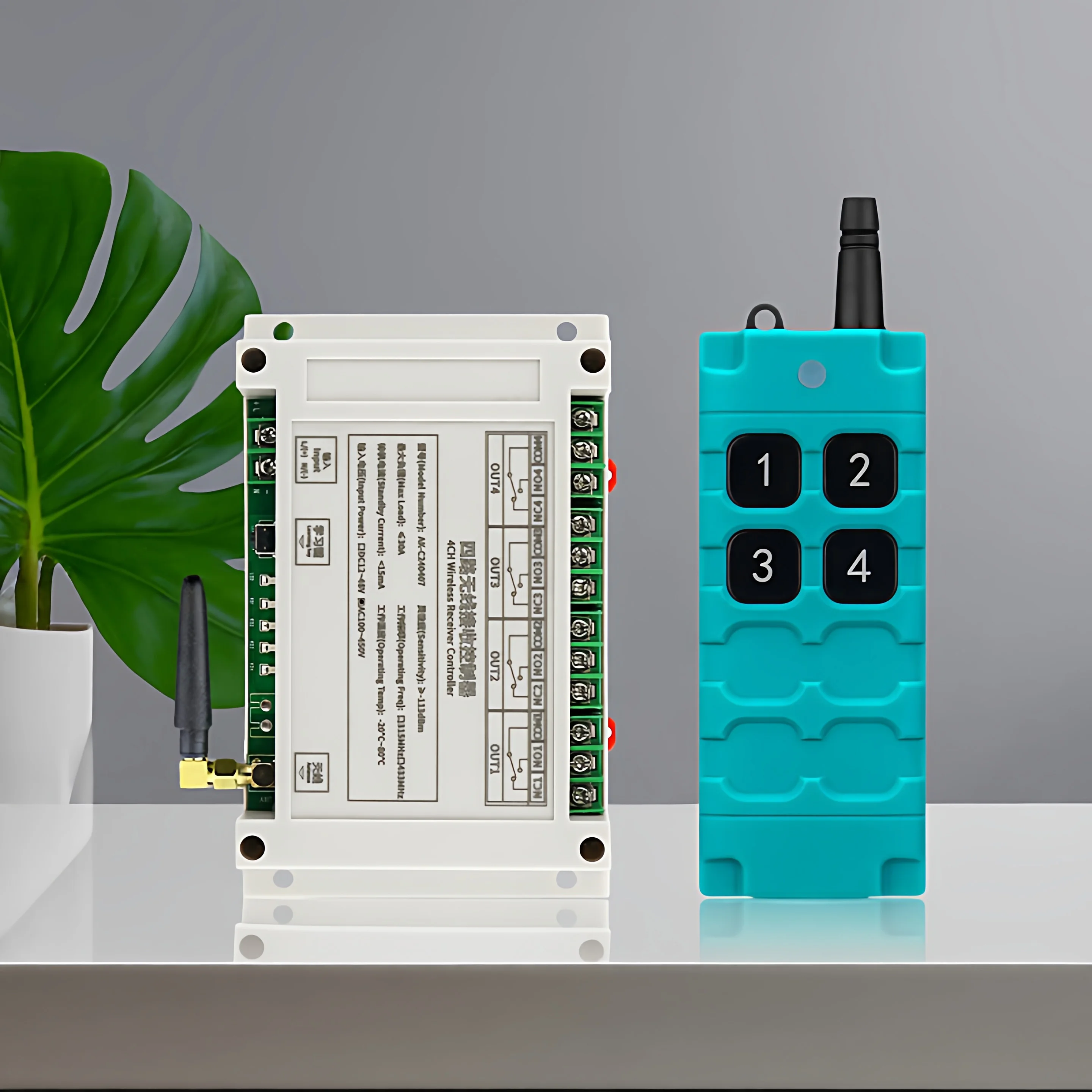 433mhz  Universal AC 220 V 380V  4 CH  RF Wireless Remote Control  Receiver  +Transmitter  household farm power switch