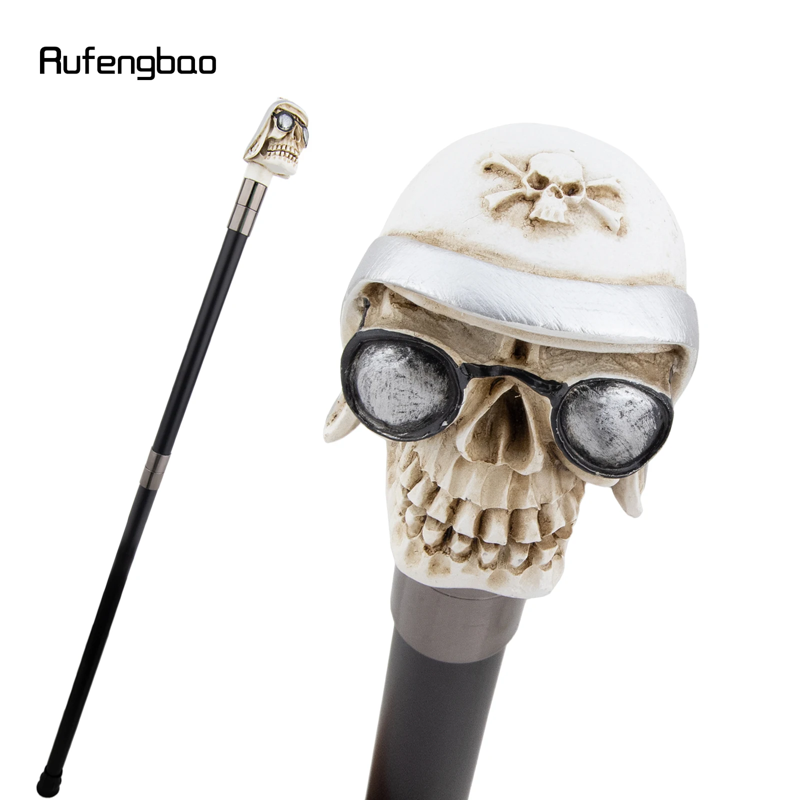 Silver Resin Wear Glasses Skull Head Cane Decorative Cospaly  Cane Halloween Mace Wand Crosier Performance Stage Cane 94cm view 4