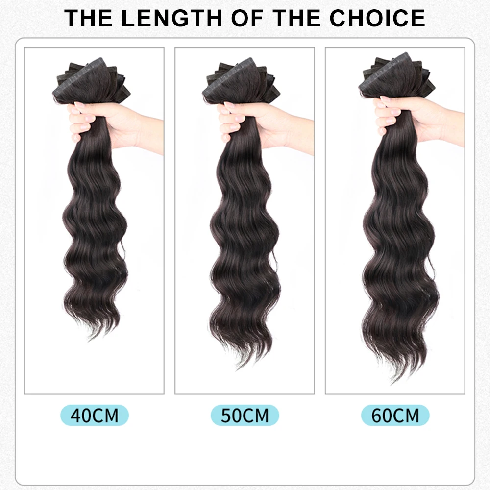 Clip in Human Hair Extensions 3PCS Clip Ins Long Wavy Human hair Thick Hairpieces Natural Hair Extension full Head for Women