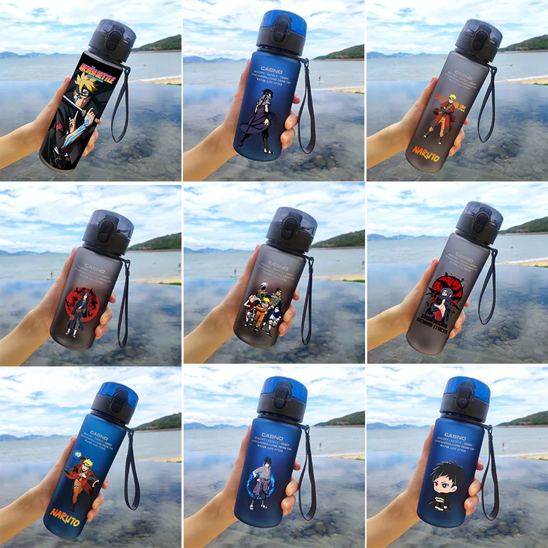 Anime Naruto Water Cup Cartoon Figure Uchiha Sasuke Sports Portable Water Bottle Large Capacity Plastic Cup Kids Birthday Gift