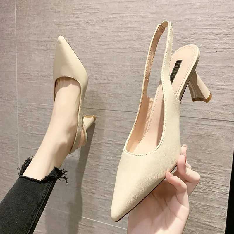 

Designer Summer New Pointed High Heels Women's Sandals Casual Shallow Mouth Shoe Fashion Elegant Ladies Shoes Zapatillas Mujer