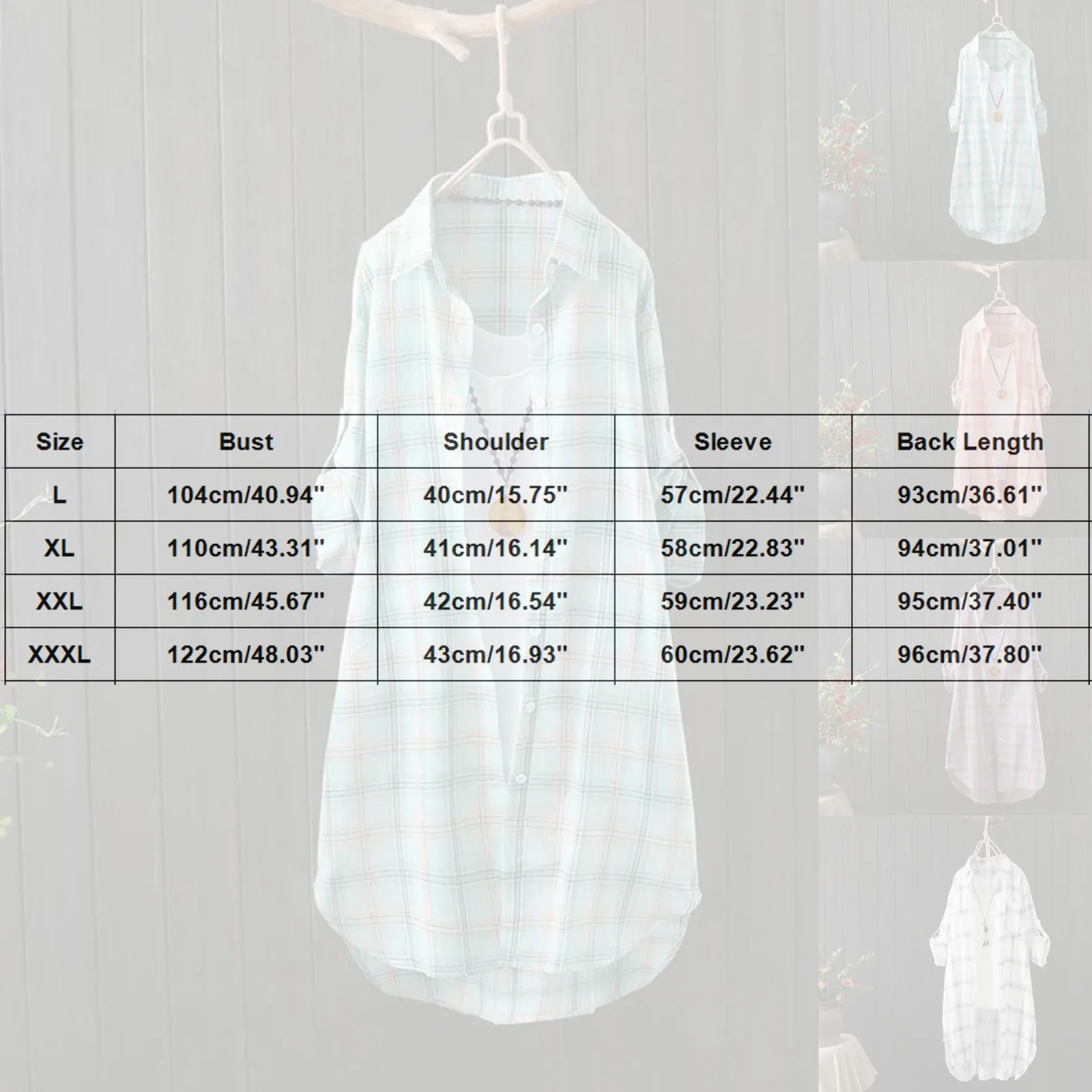 Women Plaid Cotton Long Shirt Fashion oversizedd Loose Button Casual Tunic Shirt Blouse Female Long sleeve Beach Sunscreen Tops