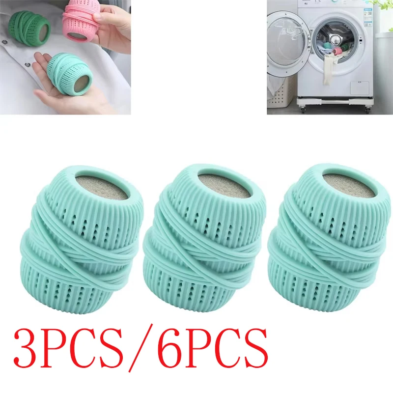 Bola de lavandería para lavadora, bolas reutilizables para secadora, Bola de limpieza de ropa, dispensador de suavizante de tela para lavadora, 3/6 Uds.