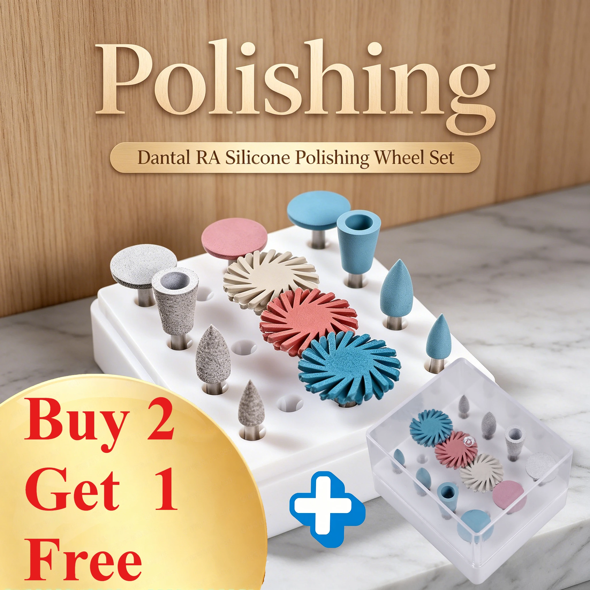 RA Spiral Dental Silicone Polishing Wheel Kit Color Coded Coarse Medium Fine Composite Resin Mirror Gloss Finishing Materials
