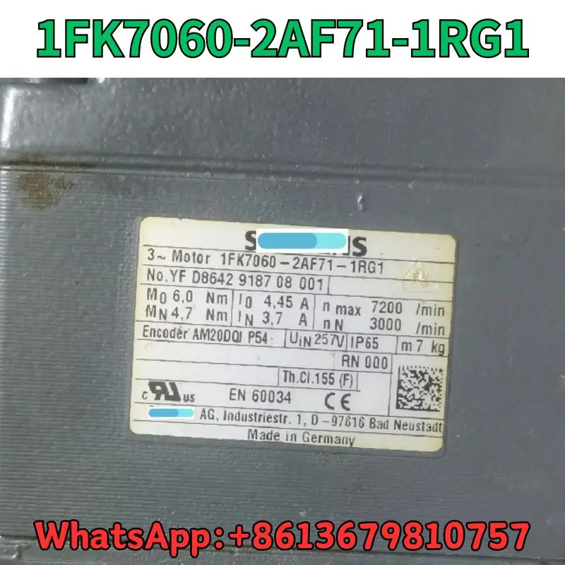 Used Motor 1FK7060-2AF71-1RG1 test OK Fast Shipping