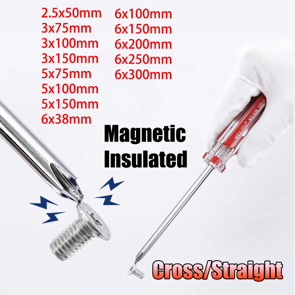 

1-10Pcs Multipurpose Screwdriver PP Handle With Magnetic Insulated Security Repair Hand Tools Cross/Straight Type Screws Driver